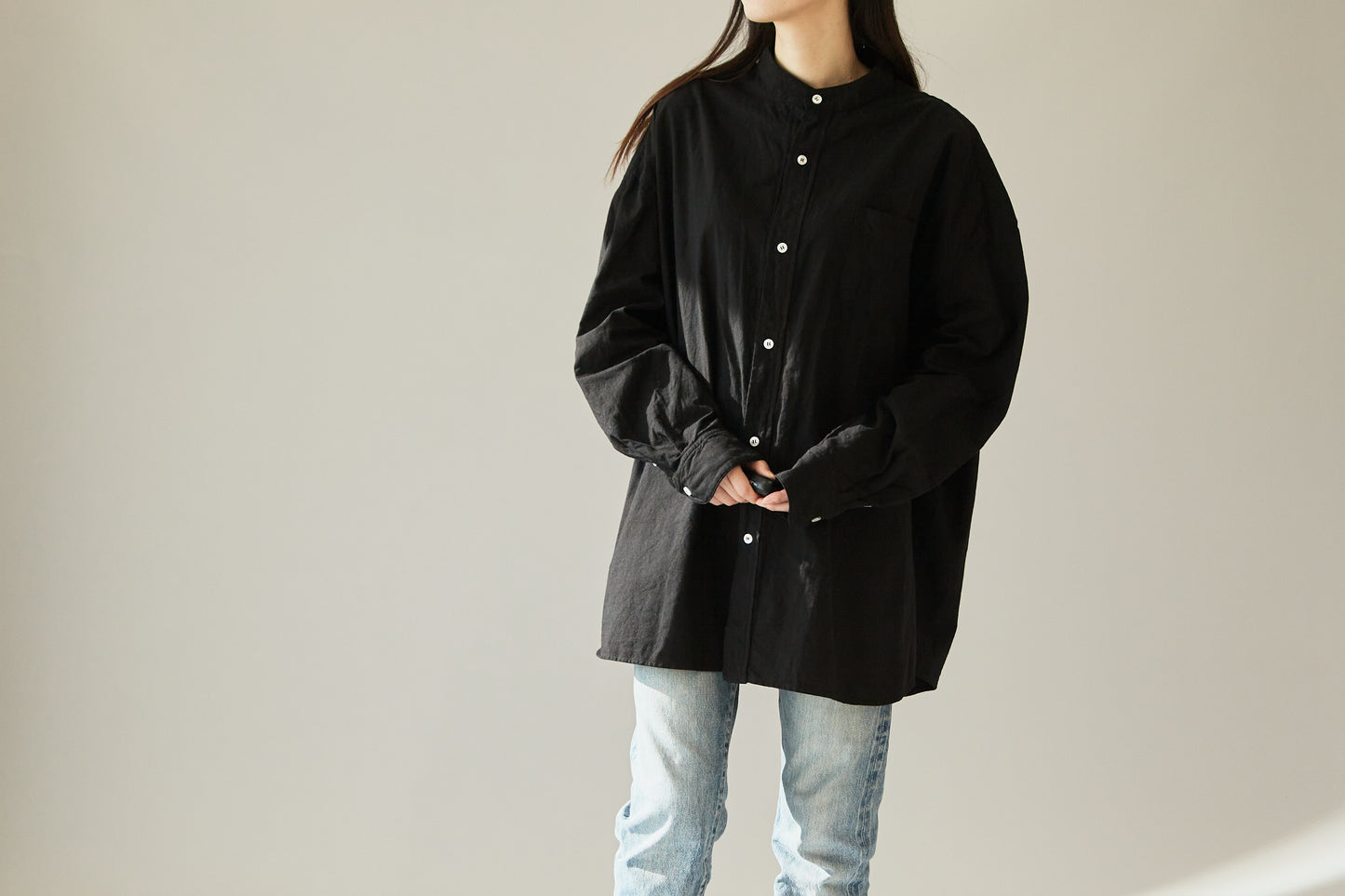 知多木綿 18貫 ビッグシルエットシャツ 名古屋黒紋付染