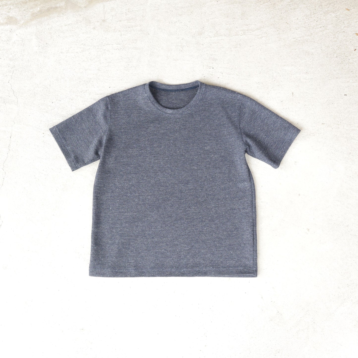<デッドストック生産> 尾州 ワッフルTシャツ ダークネイビー