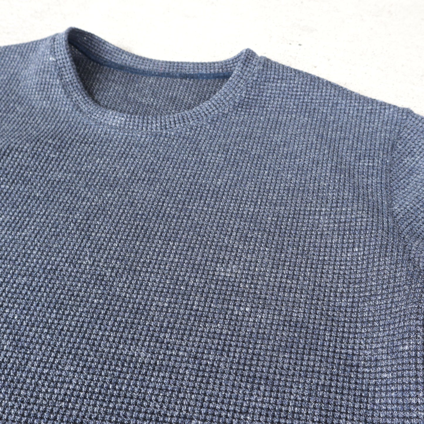 <デッドストック生産> 尾州 ワッフルTシャツ ダークネイビー
