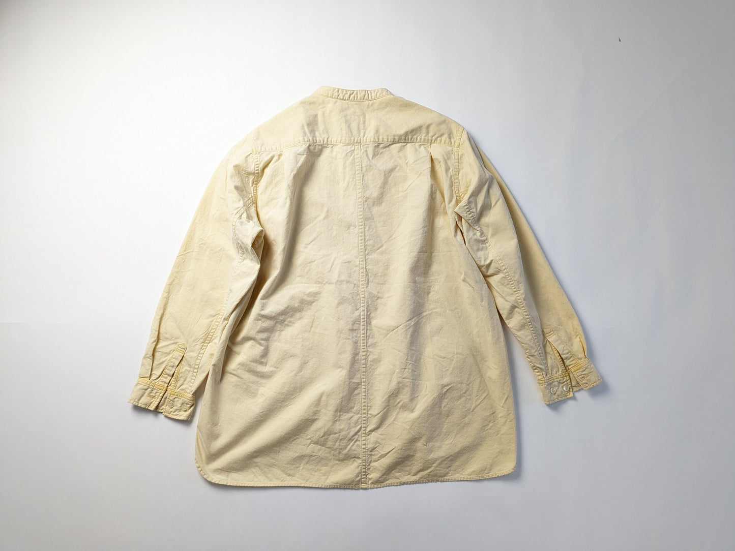 <Re:OSOCU> 知多木綿 草木染め バンドカラーシャツ 知多半島ミカン 修繕シャツ