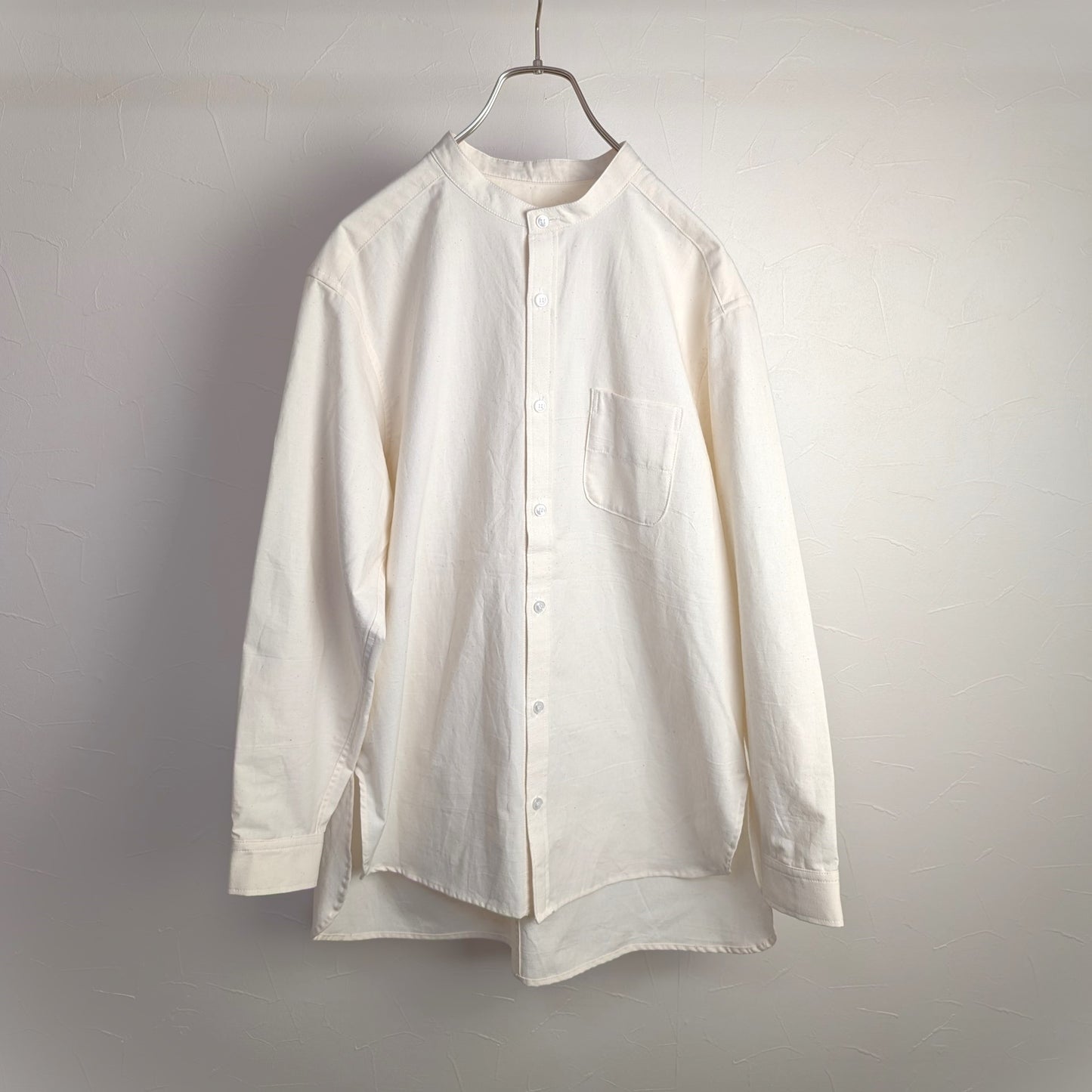 <OSOCU> 無漂白無染色 知多木綿 バンドカラーシャツ Chita-momen shirt unbleached and undyed