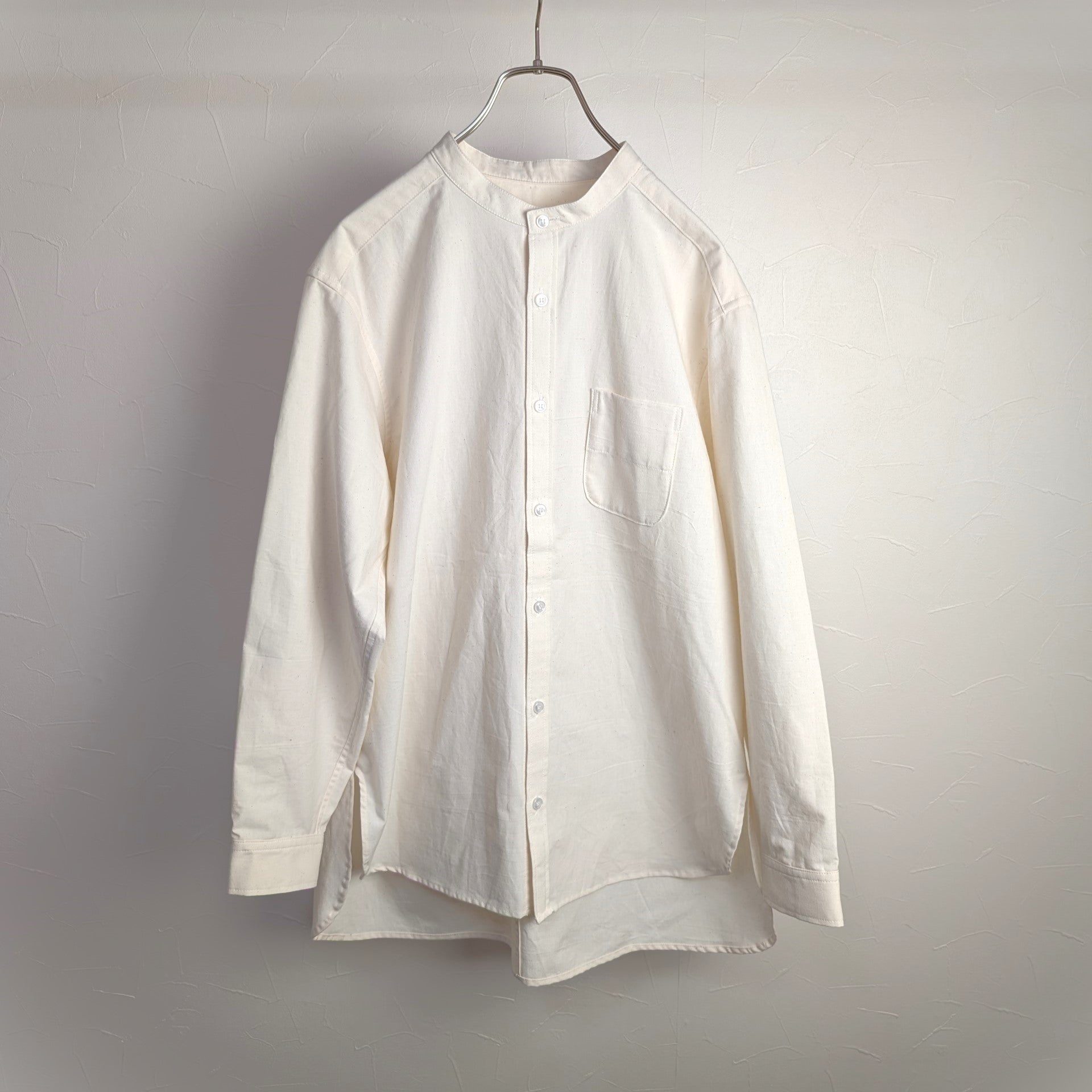 <OSOCU> 無漂白無染色 知多木綿 バンドカラーシャツ Chita-momen shirt unbleached and undyed