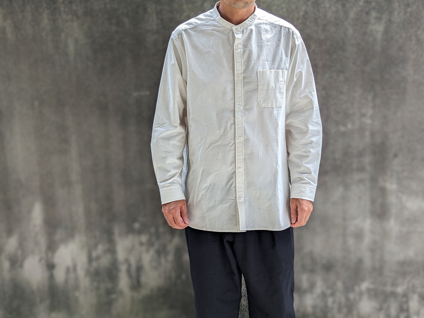 <OSOCU> 無漂白無染色 知多木綿 バンドカラーシャツ Chita-momen shirt unbleached and undyed