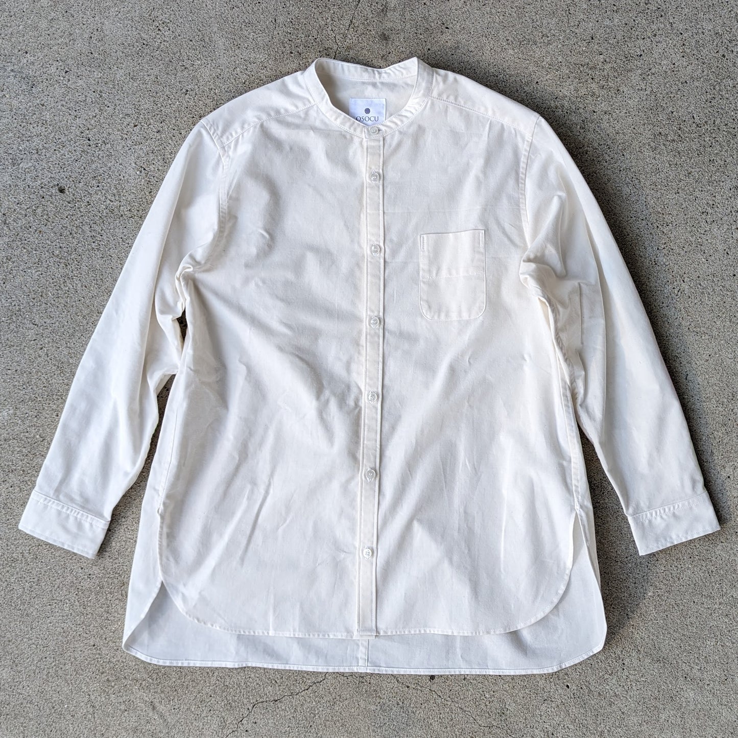 <OSOCU> 無漂白無染色 知多木綿 バンドカラーシャツ Chita-momen shirt unbleached and undyed