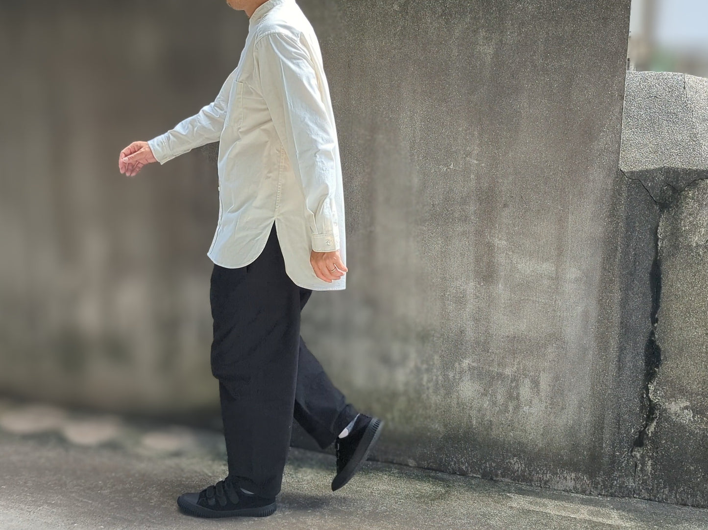 <OSOCU> 無漂白無染色 知多木綿 バンドカラーシャツ Chita-momen shirt unbleached and undyed