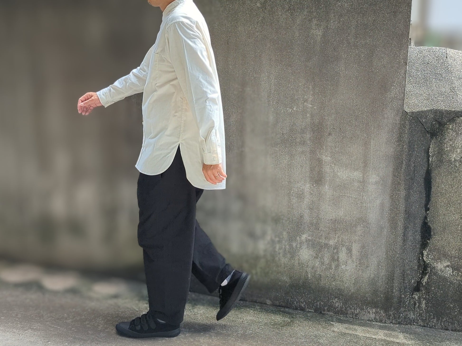 <OSOCU> 無漂白無染色 知多木綿 バンドカラーシャツ Chita-momen shirt unbleached and undyed