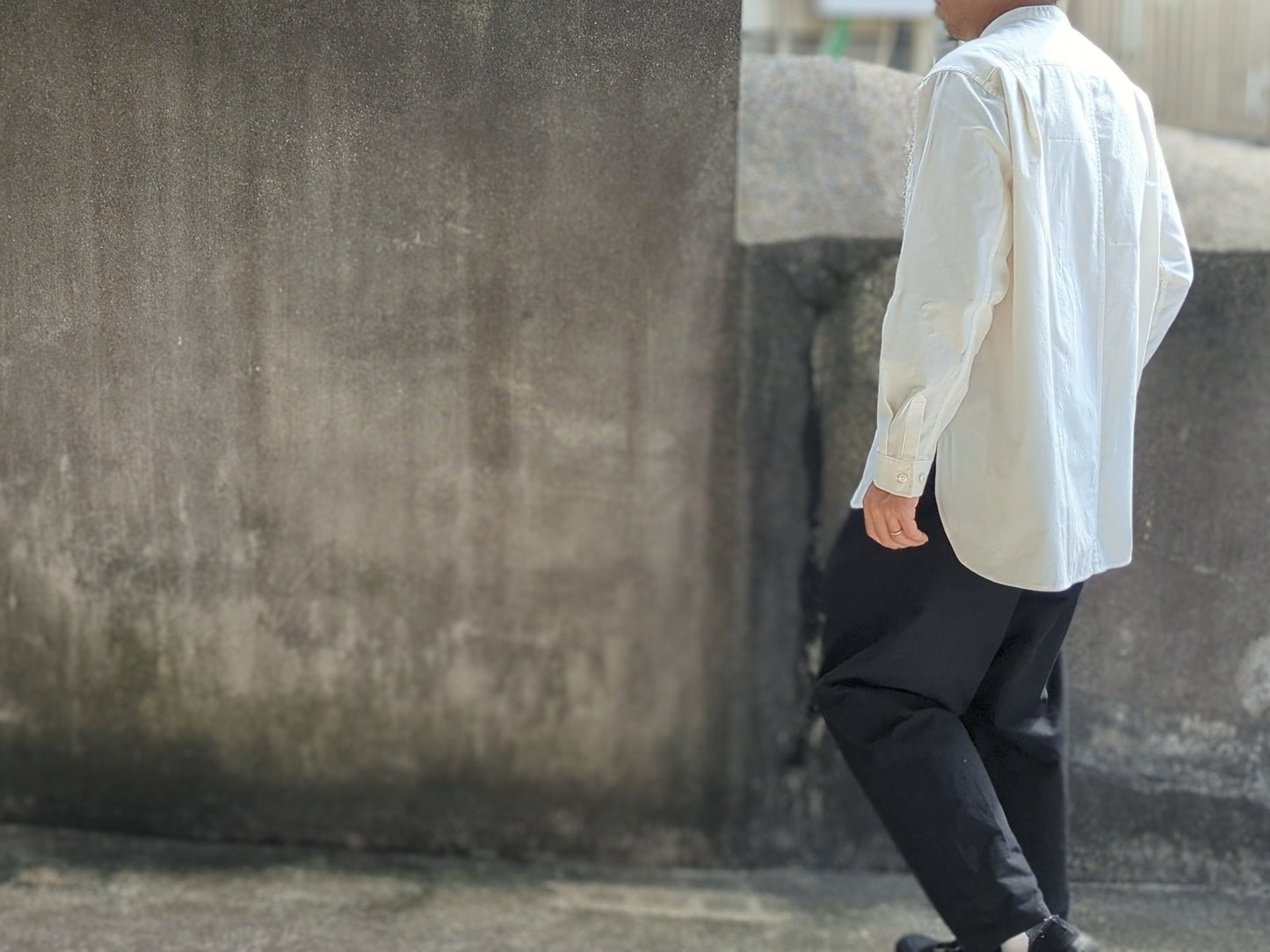 <OSOCU> 無漂白無染色 知多木綿 バンドカラーシャツ Chita-momen shirt unbleached and undyed