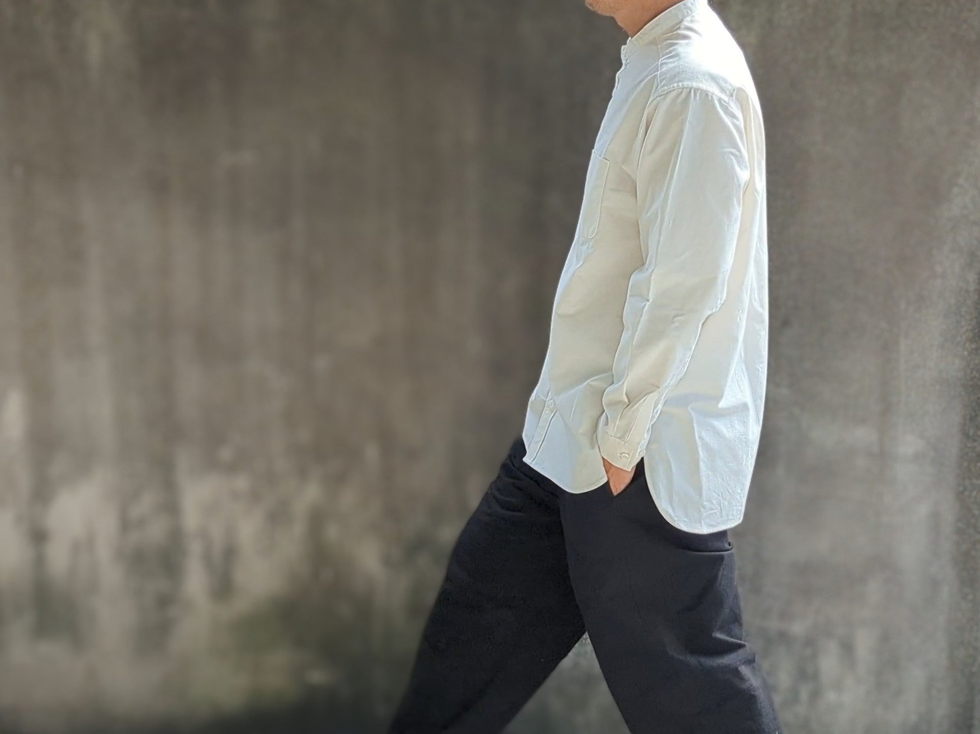 <OSOCU> 無漂白無染色 知多木綿 バンドカラーシャツ Chita-momen shirt unbleached and undyed