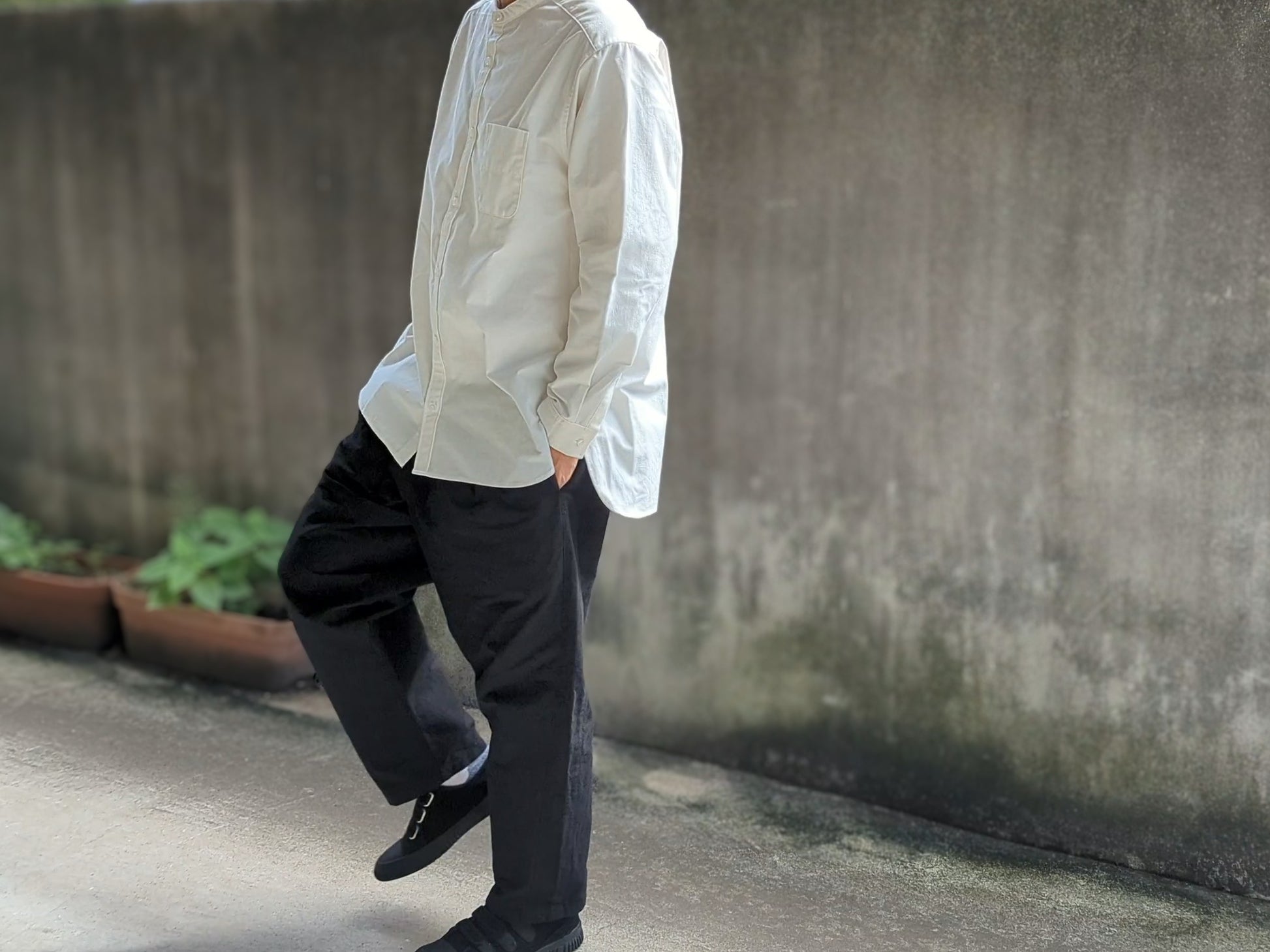 <OSOCU> 無漂白無染色 知多木綿 バンドカラーシャツ Chita-momen shirt unbleached and undyed