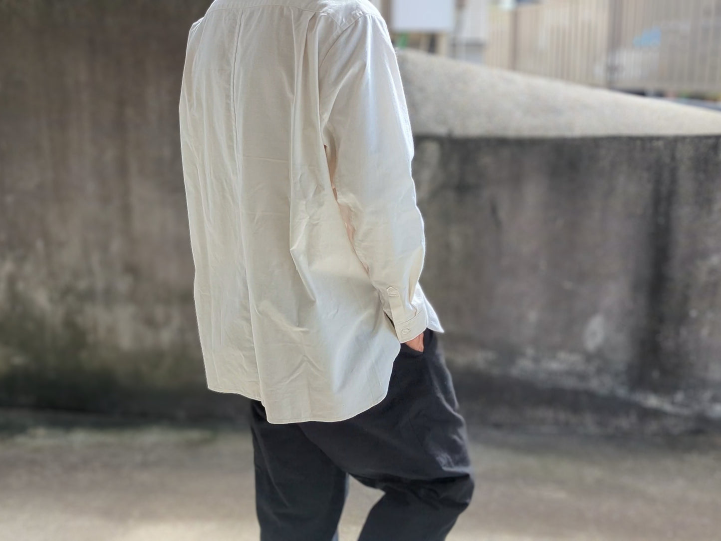 <OSOCU> 無漂白無染色 知多木綿 バンドカラーシャツ Chita-momen shirt unbleached and undyed