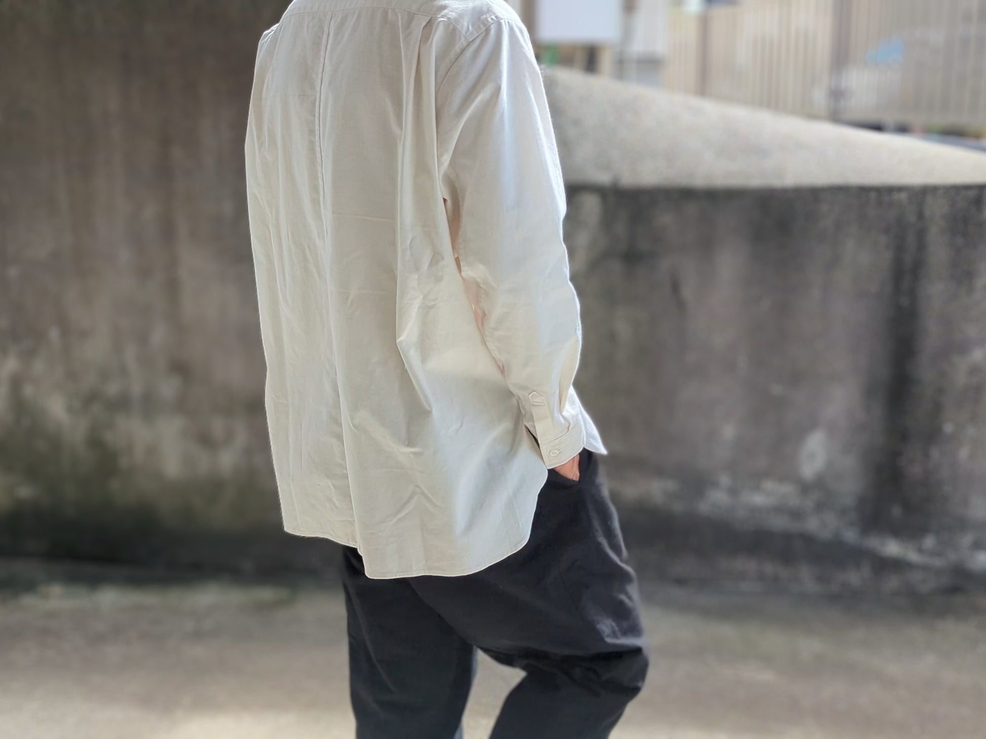 <OSOCU> 無漂白無染色 知多木綿 バンドカラーシャツ Chita-momen shirt unbleached and undyed