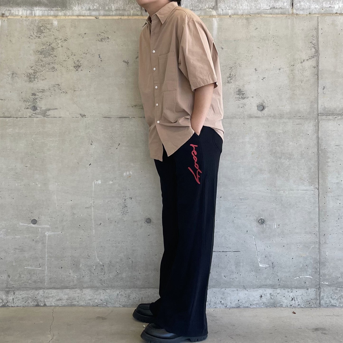 <OSOCU>柿渋染めダンガリー 半袖シャツ デッドストック生地