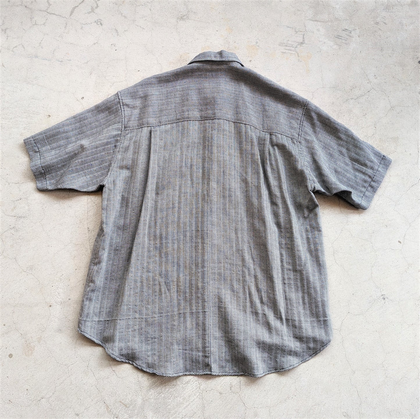 <OSOCU>知多木綿 半袖リラックスシャツ 斜葉 黒
