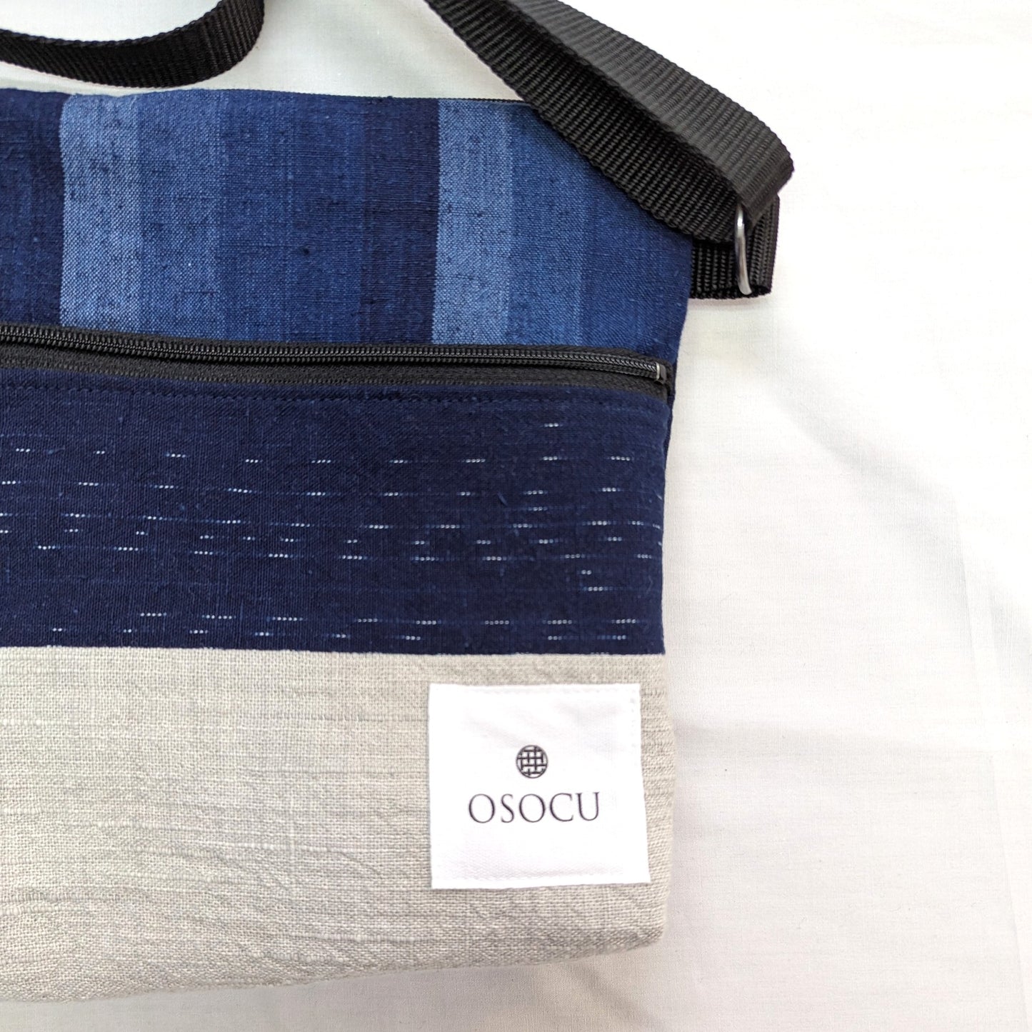 <OSOCU> 備後節織 パッチワーク サコッシュ バッグ No.004
