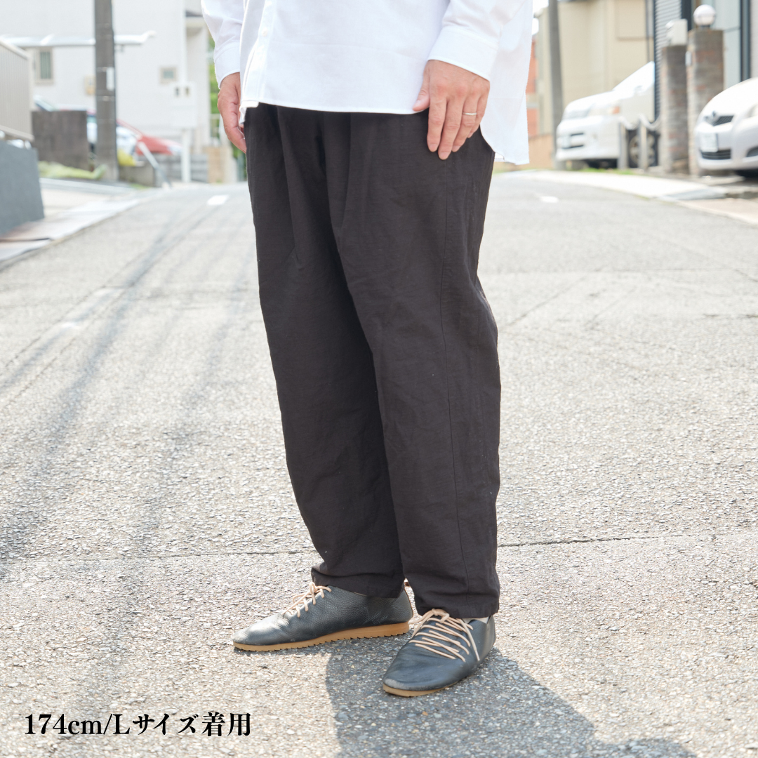 知多木綿 彩紬 ヨハクパンツ 黒 名古屋黒紋付染