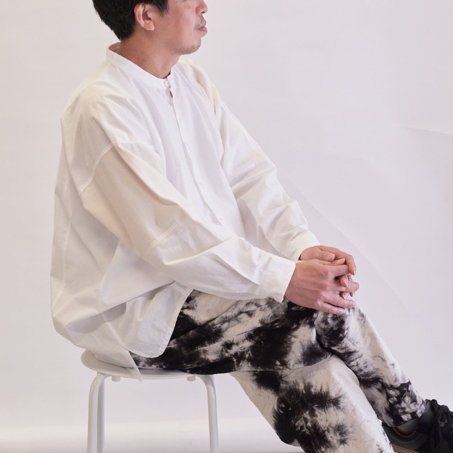 知多木綿 彩紬 ヨハクパンツ 黒むら染め 名古屋黒紋付染
