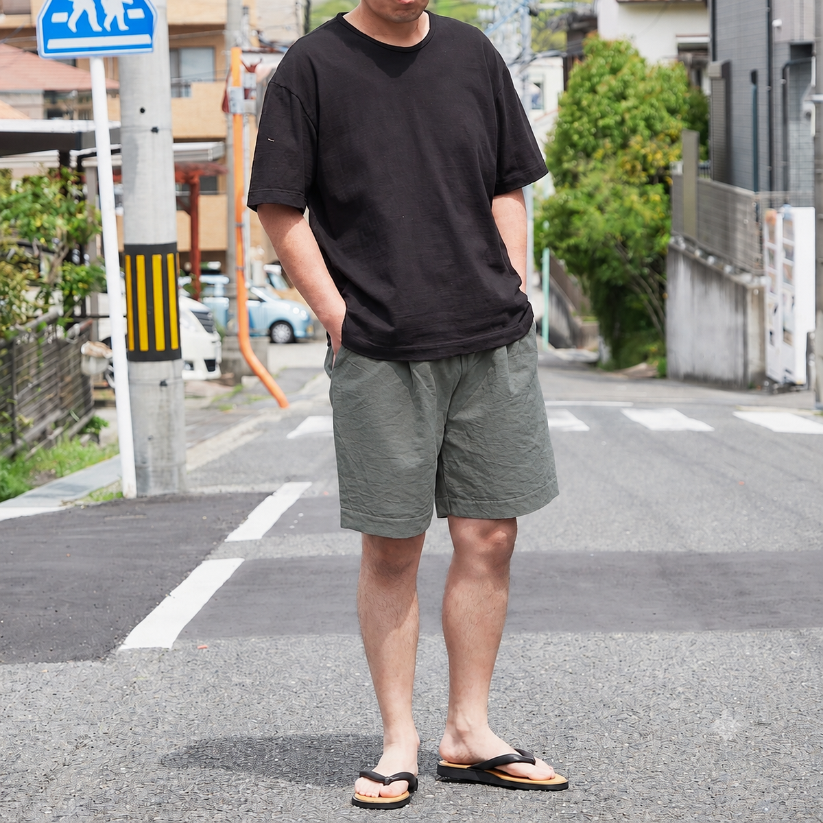 別注知多木綿ヘンプコットン ハーフパンツ 山鳩色