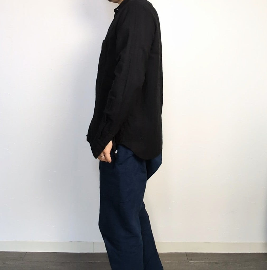 <OSOCU> 知多木綿 シャンタン生地 レギュラーカラーシャツ 名古屋黒紋付染