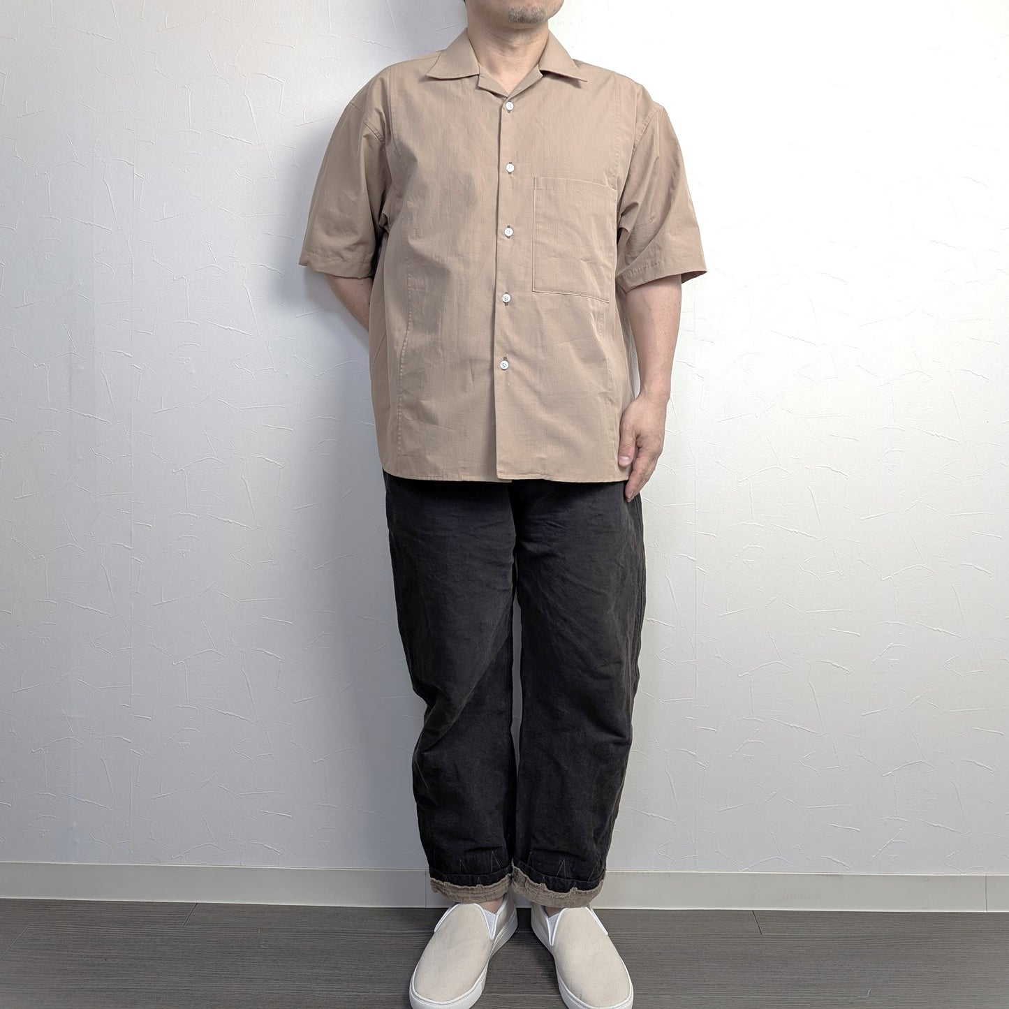 <OSOCU> 天然染色ダンガリー オープンカラーシャツ 特別企画