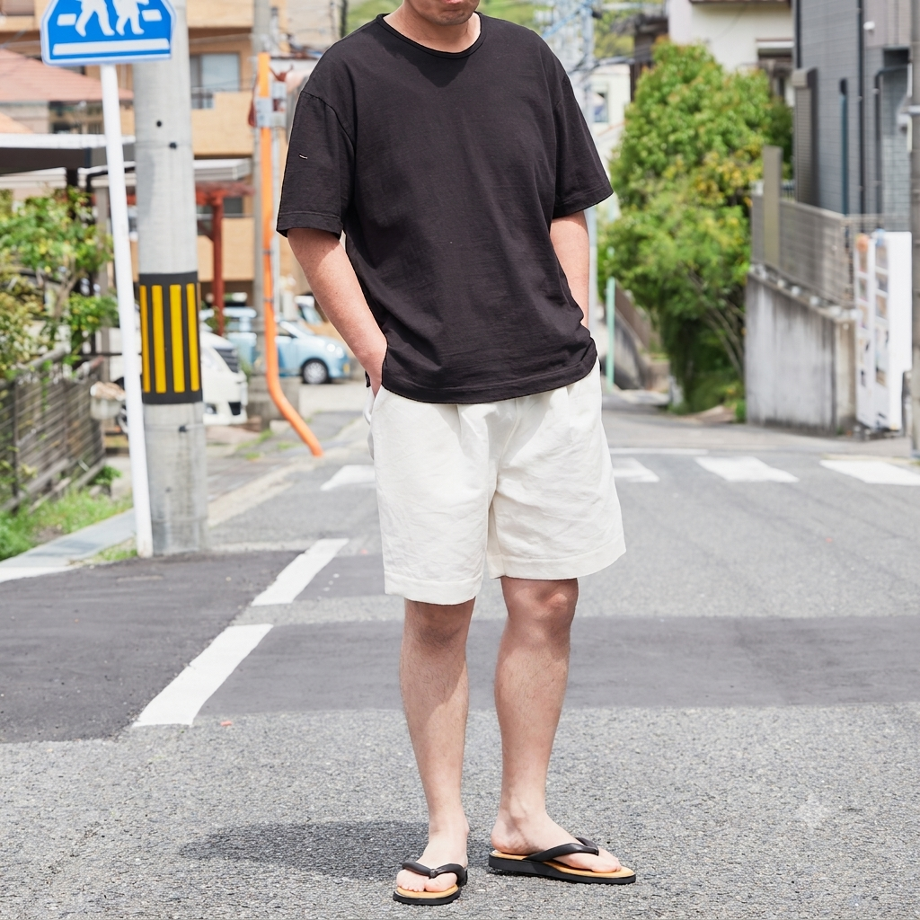 別注知多木綿ヘンプコットン 綾織レピア ハーフパンツ 無漂白無染色