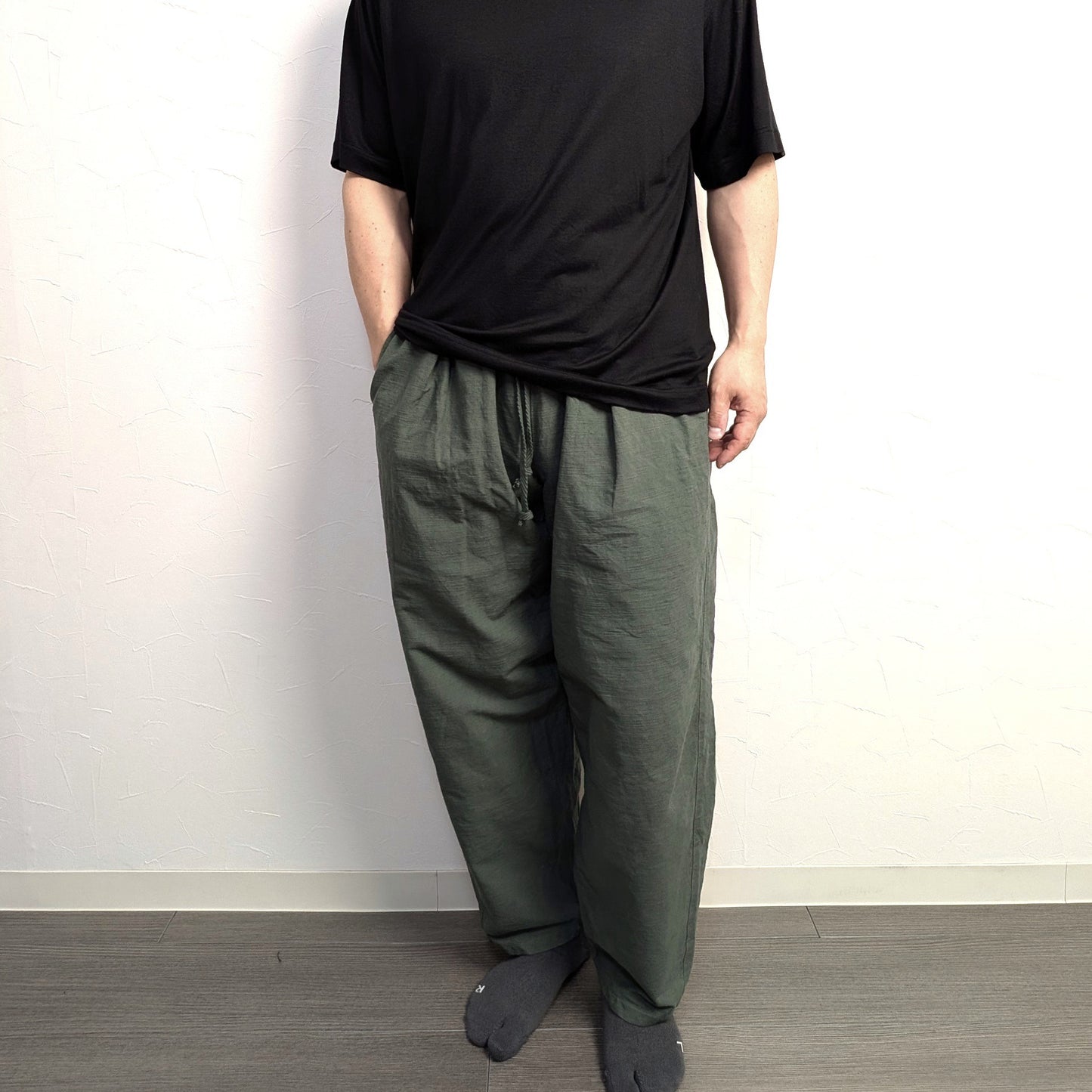知多木綿 ヨハクパンツ 伝統色染 山鳩色　