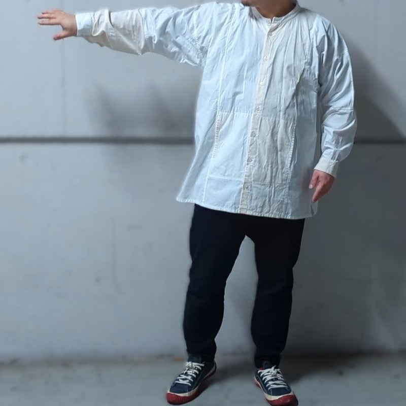 知多木綿 直線シャツ 知多晒＆生機（きばた）