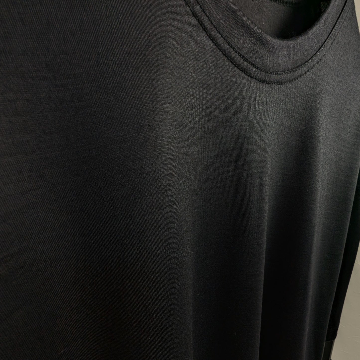 <OSOCU> 尾州ウール Super160 メリノウール100％ Tシャツ 黒