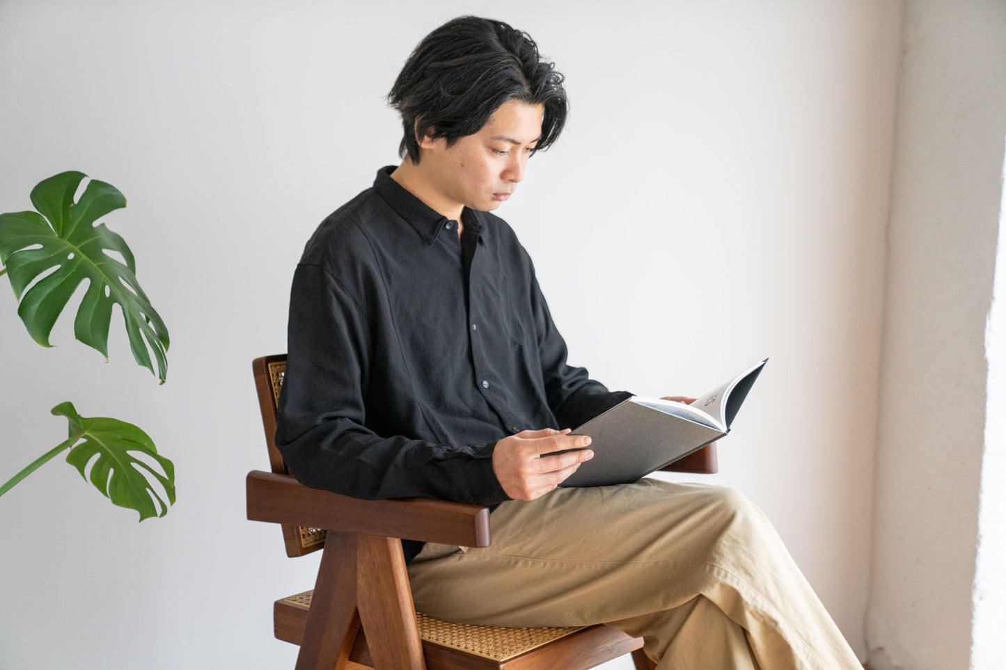 <OSOCU> 丹後シルク レギュラーカラーシャツ 名古屋黒紋付染