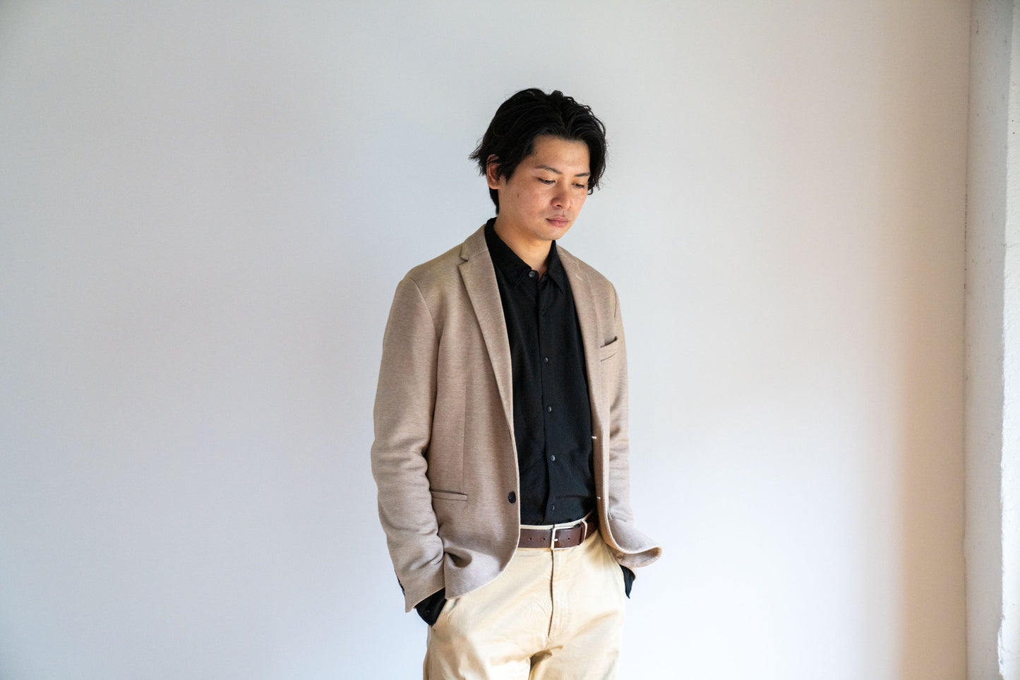 <OSOCU> 丹後シルク レギュラーカラーシャツ 名古屋黒紋付染
