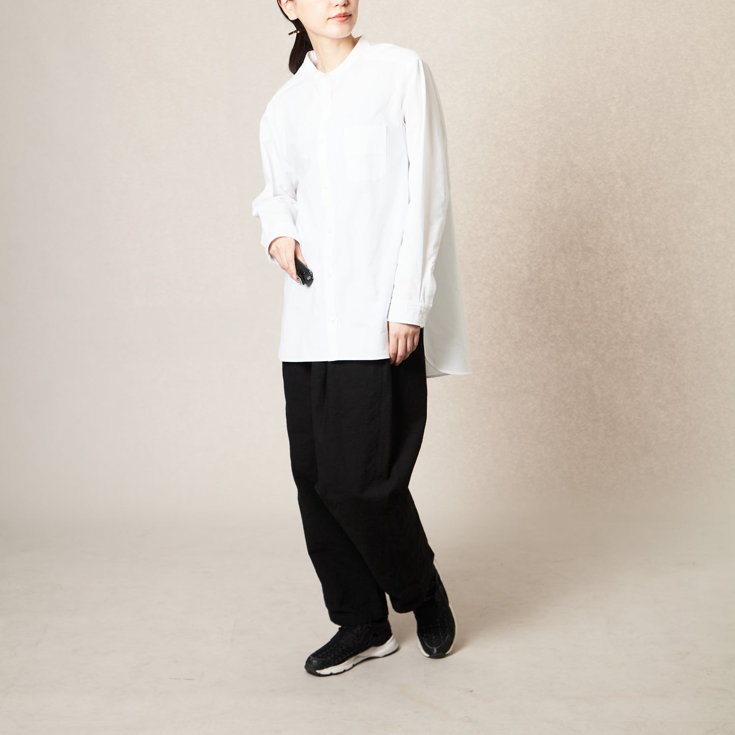 <OSOCU> 知多晒 和晒し 知多木綿 バンドカラーシャツ Chita-momen shirt sarashi wazarashi