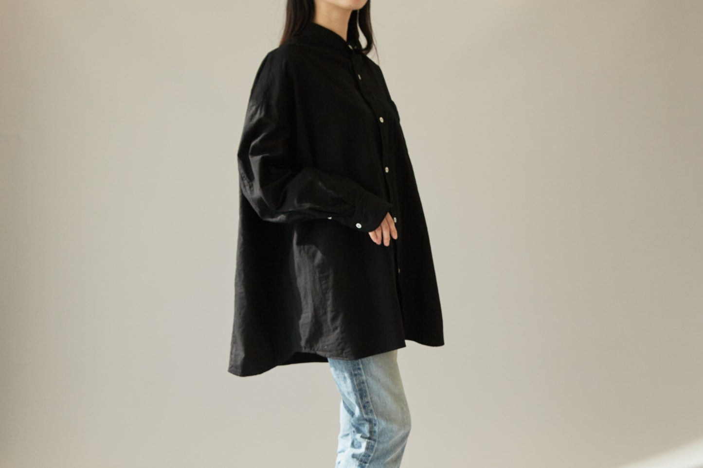 知多木綿 18貫 ビッグシルエットシャツ 名古屋黒紋付染