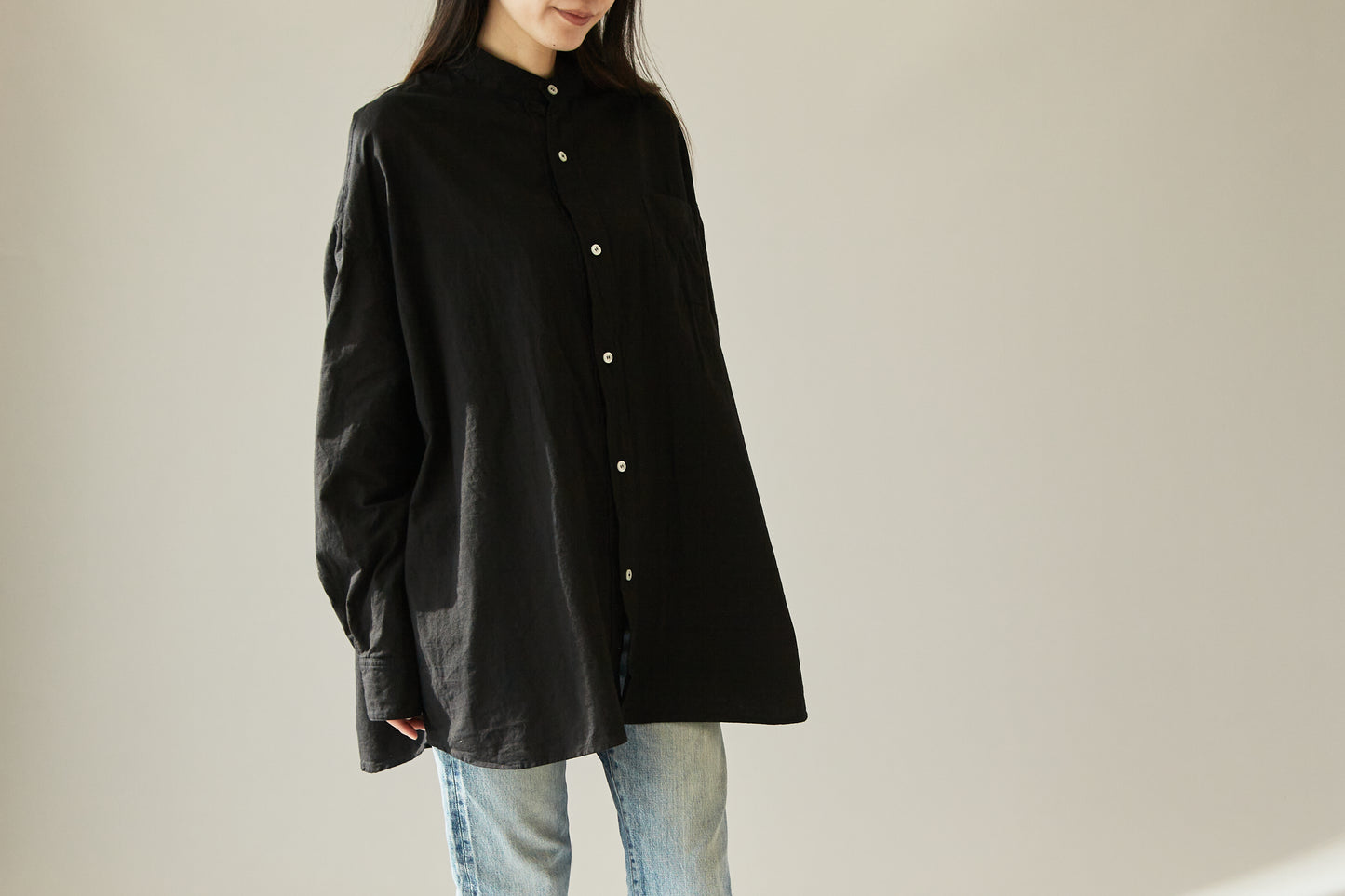 知多木綿 18貫 ビッグシルエットシャツ 名古屋黒紋付染