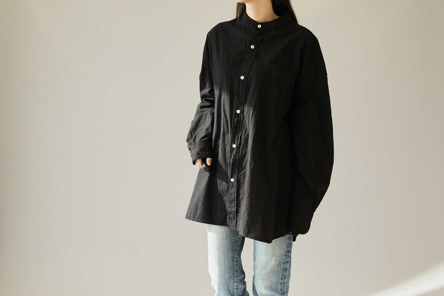 知多木綿 18貫 ビッグシルエットシャツ 名古屋黒紋付染