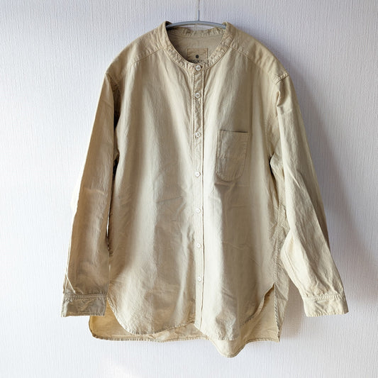 <OSOCU> 知多木綿 草木染め バンドカラーシャツ 知多半島ミカン