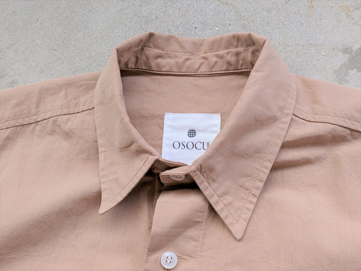 <OSOCU>柿渋染めダンガリー 半袖シャツ デッドストック生地