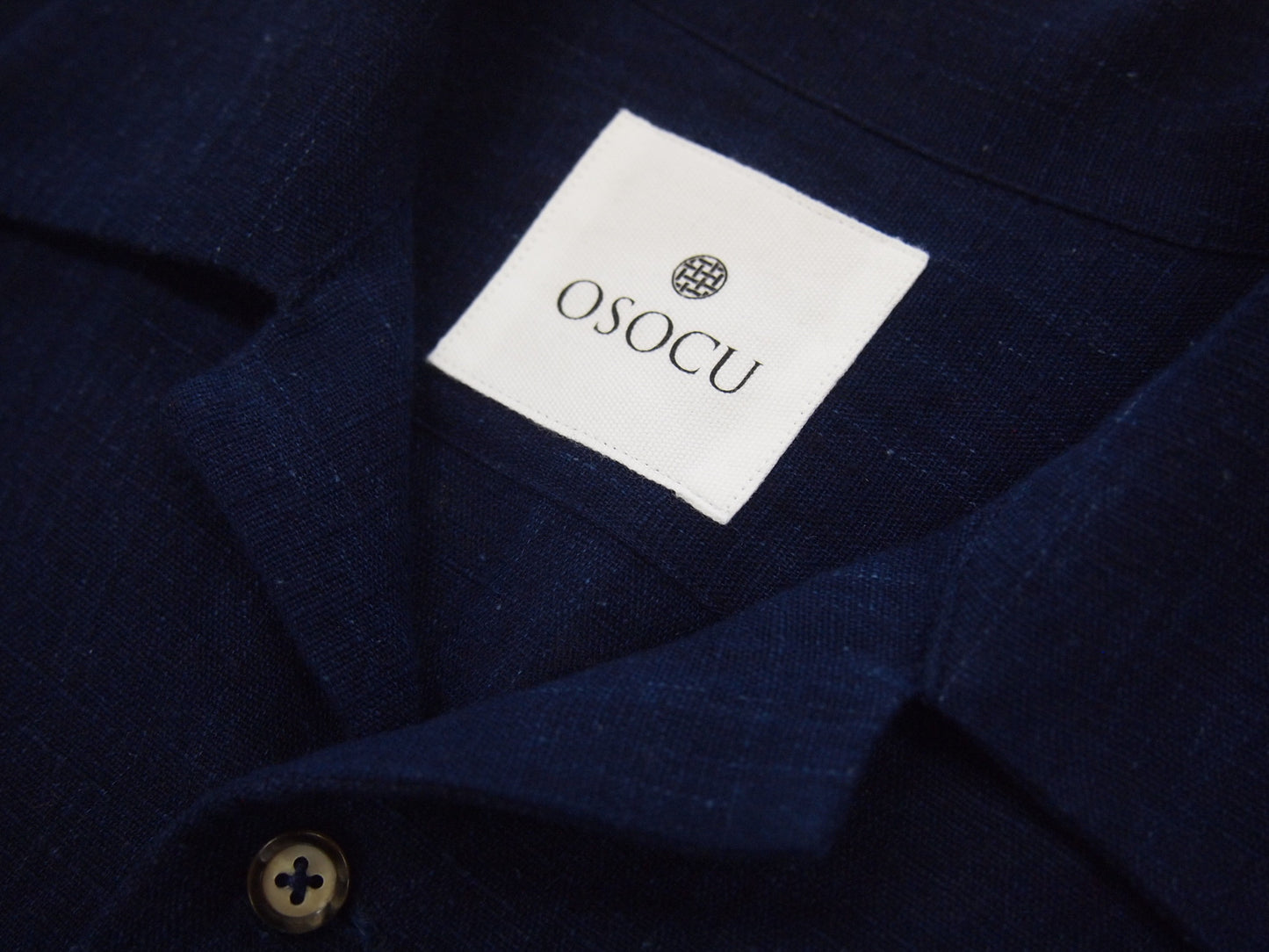<OSOCU>備後節織 綿麻節織 半袖開襟シャツ 藍染
